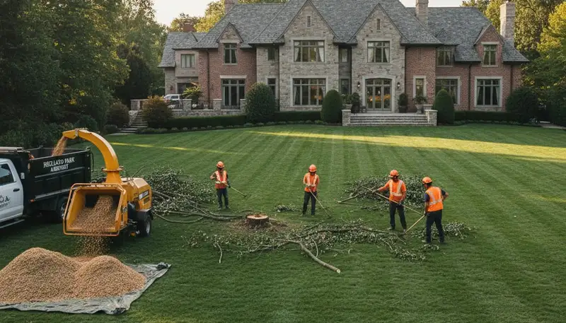 Clean yard after professional tree removal and stump grinding in Highland Park, IL