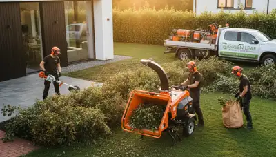 Professional shrub removal service in Highland Park, IL clearing overgrown residential bushes