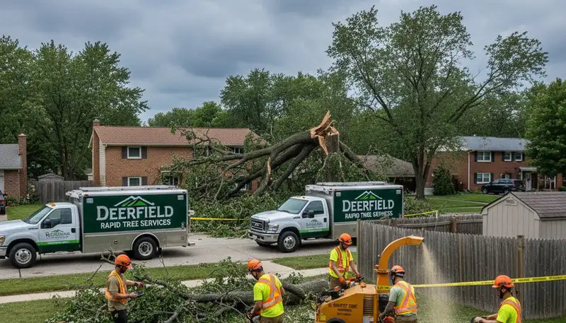 Emergency tree removal after storm damage in Deerfield, IL by Highland Park tree service experts