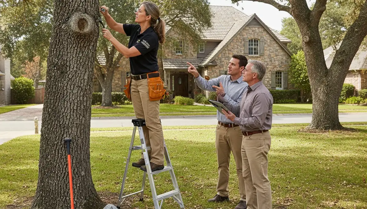 Certified arborist performing tree health assessment for homeowners in Lake Forest, IL near Highland Park