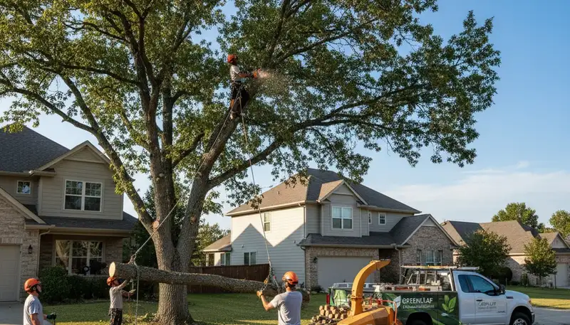 Professional tree removal service in Highland Park, IL safely clearing damaged oak trees