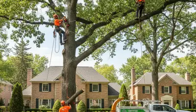 Professional tree removal service in Highland Park IL safely cutting and clearing large trees