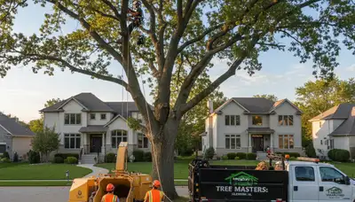 Professional tree removal service in Highland Park IL safely clearing large oak trees