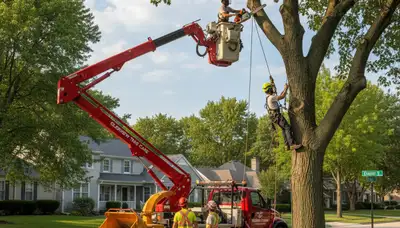 Professional tree removal service in Highland Park IL safely clearing large oak trees