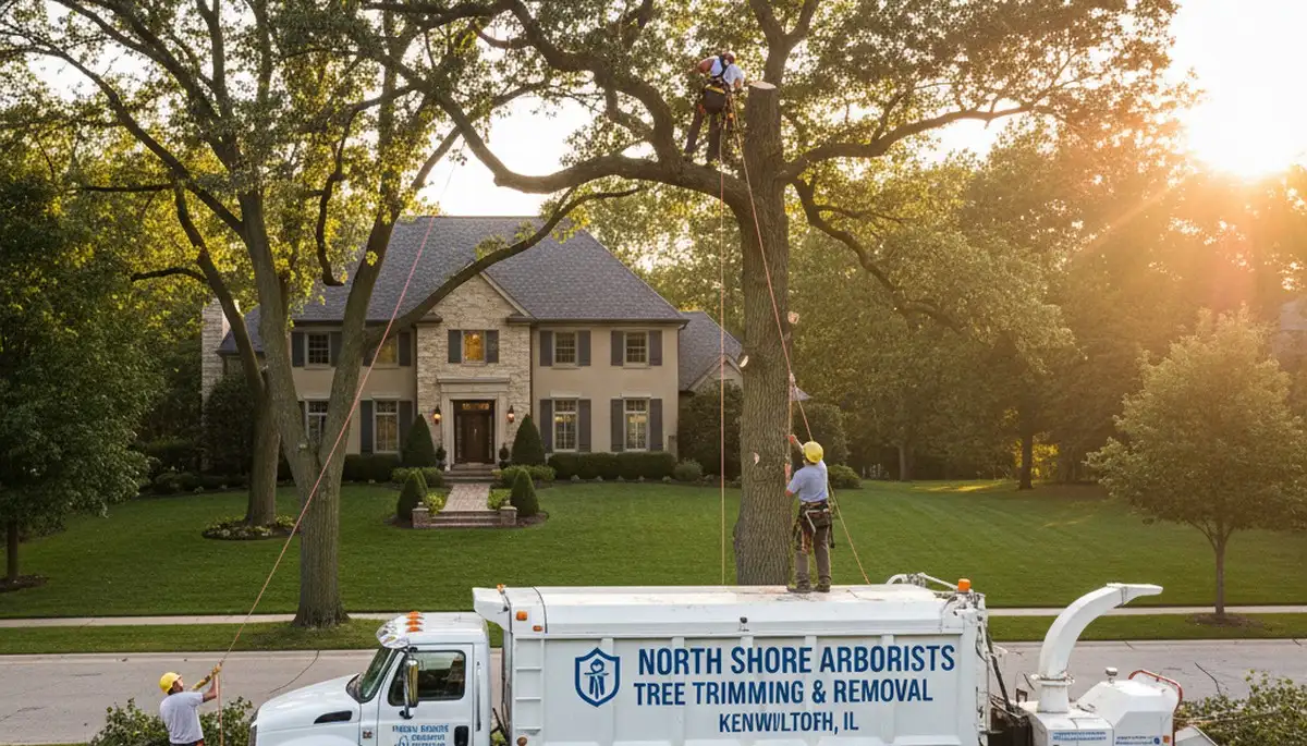 Professional tree removal service in Highland Park IL safely cutting and clearing large trees