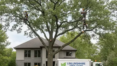 Professional tree removal service in Highland Park, IL safely clearing large residential trees