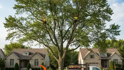 Professional tree removal service in Highland Park IL safely cutting and clearing large trees