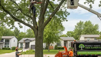 Professional tree removal service crew working in Highland Park, IL
