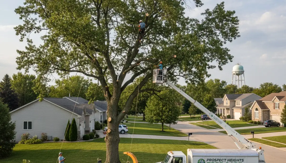 Professional tree removal service in Highland Park IL safely cutting and clearing large trees