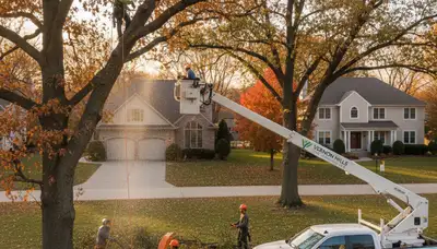 Professional tree removal service in Highland Park IL safely cutting and clearing large trees